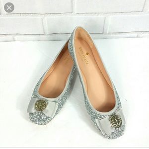 Kate Spade Silver Glitter Fontana Ballet Flats